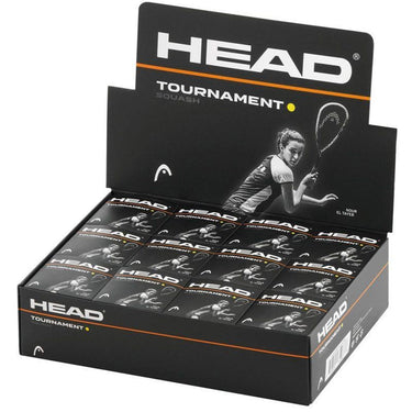 Head Tournament Squash Balls - Single Yellow Dot (Pack of 12)