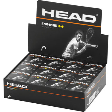 Head Prime Squash Balls - Double Yellow Dot (Pack of 12)