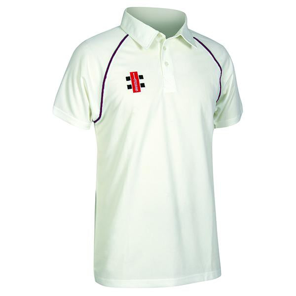 Gray-Nicolls Matrix Short Sleeve Junior Cricket Shirt Maroon