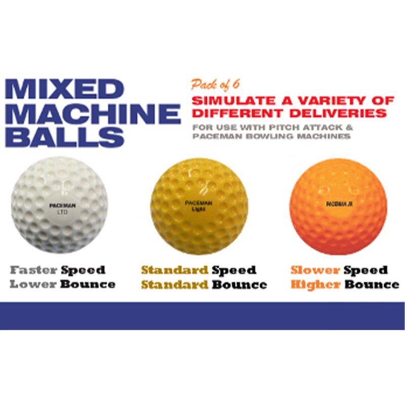Paceman Pitch Attack Machine Ball - Mixed Pack of 6 Balls